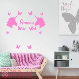 Personalised Unicorn Wall Stickers, Butterfly Name Decals, Nursery Decor For Kids' Room - thumbnail 2