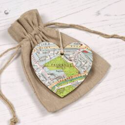 Christmas Engagement Gift, Custom Map Tree Decoration, Wooden Heart Ornament, Couples Gifts, Valentines Keepsake Gift For Her - thumbnail 3