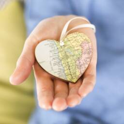 Christmas Engagement Gift, Custom Map Tree Decoration, Wooden Heart Ornament, Couples Gifts, Valentines Keepsake Gift For Her - thumbnail 1