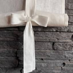 Tie Up Curtain With Bows, Farmhouse Balloon Shade, Roll Linen Valance, White - thumbnail 2