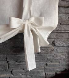 Tie Up Curtain With Bows, Farmhouse Balloon Shade, Roll Linen Valance, White - thumbnail 1