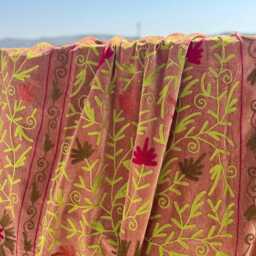 Handmade Suzani Velvet Quilt - Decorative Embroidered Bed Cover - thumbnail 2