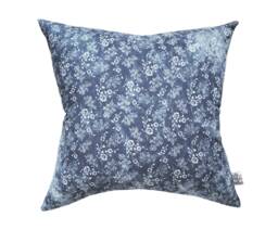 Blue Pillow Cover Floral Cushion Case & White Flowers Indigo Cotton Denim Blue Throw Accent Sofa Bed Square Or Lumbar