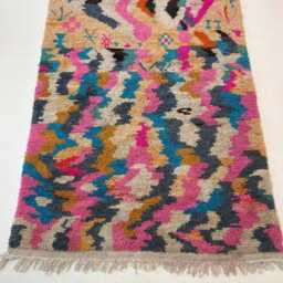 Handmade Berber Wool Kilim Rug Multicolor Geometric Moroccan Carpet - thumbnail 3