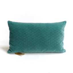 Lumbar Petrol Blue Velvet Pillow Cover 30x50 cm - 12x20 - thumbnail 1