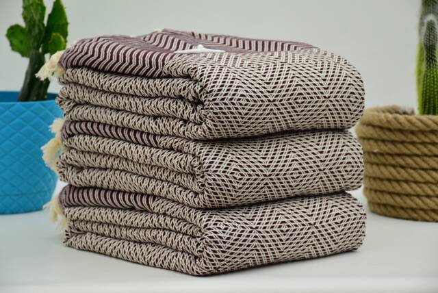 Burgundy Color Turkish Towel, Large Blanket Towels 79x90 Inch - 190x230 cm Beach Hammam Sleeping Bct-Drm-Pk - image 1
