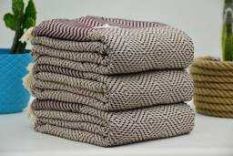 Burgundy Color Turkish Towel, Large Blanket Towels 79x90 Inch - 190x230 cm Beach Hammam Sleeping Bct-Drm-Pk - thumbnail 1