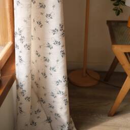 Eemil Linen Curtain, Print Floral Drape, Semi Blackout Custom Curtain For Livingroom, Extra Long 1Pc - thumbnail 2