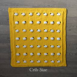 Reversible Sheep Baby Blanket, Handknit, Fuzzy Sheep, Flannel On Reverse - Optional 3 Sizes - thumbnail 2