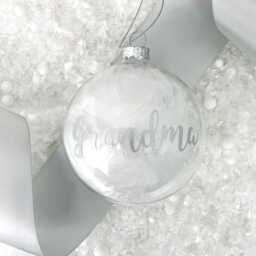 Personalised Memorial Bauble - White Feather Filled Glass Ornament - thumbnail 2