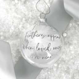 Personalised Memorial Bauble - White Feather Filled Glass Ornament