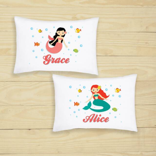 Personalised Mermaid Pillow Case With 8 Design, Cute Bedroom D??cor, Gifts For Girls, Party Decorations, Slumber Birthday D??cor - image 1