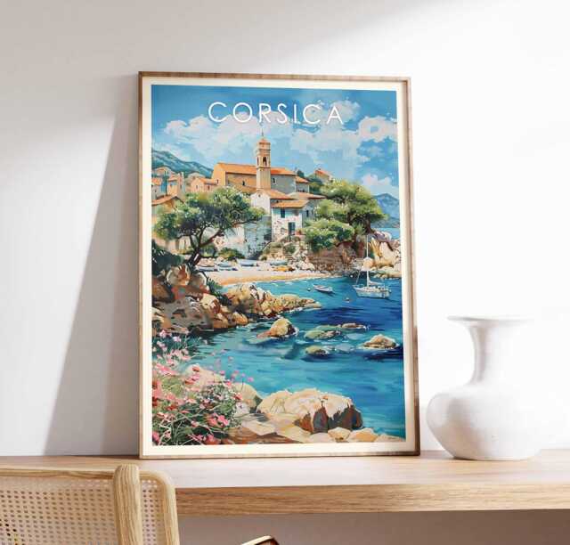 Corsica Travel Poster Mediterranean Island Art Print - image 1
