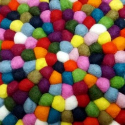 Wool Felt Ball Chair Mat Set Colorful Handmade Cushion - 34 cm, 4 Pcs - thumbnail 3