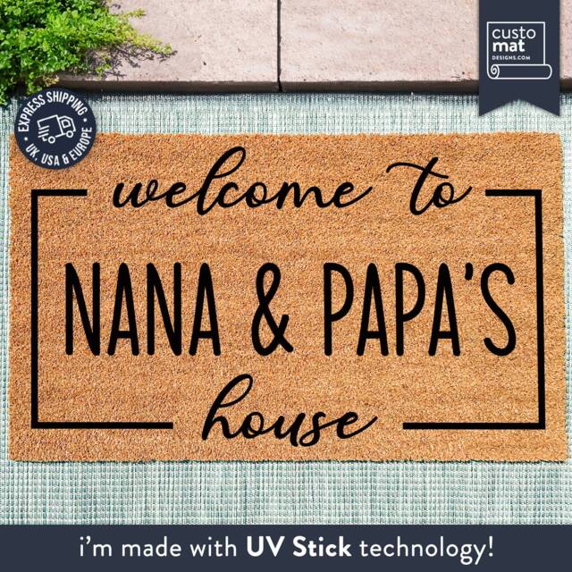 The Grandma Gift, Welcome To Nana & Papa's House Custom Coir Doormat - Grandparent Gift Personalized Mat For & Home - image 1