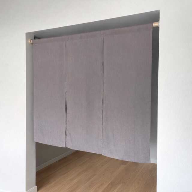Japanese Linen Noren Grey 3-Panel Room Divider Door Curtain - image 1