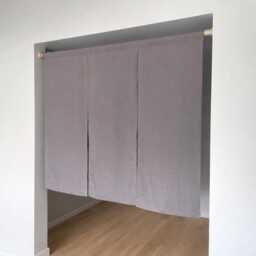 Japanese Linen Noren Grey 3-Panel Room Divider Door Curtain