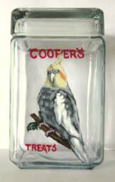 Cockatiel, Bird Seed Jar, Handpainted Pet Portrait, Art, Tropical Parrot, Custom Canister, Food Storage, Personalized - thumbnail 1