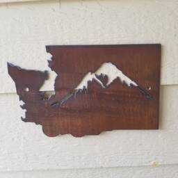 Custom Washington State Mountain Sign Welcome Recycled Steel Rustic Custom Wall Hanging Your State Sign Any