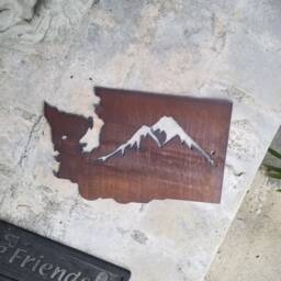 Custom Washington State Mountain Sign Welcome Recycled Steel Rustic Custom Wall Hanging Your State Sign Any - thumbnail 3