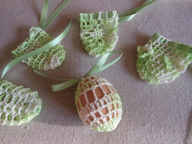 Crochet Easter Egg Cover, Set Of 5 Hand Crocheted Eggs Decoration Green - image 1