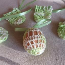 Crochet Easter Egg Cover, Set Of 5 Hand Crocheted Eggs Decoration Green - thumbnail 3
