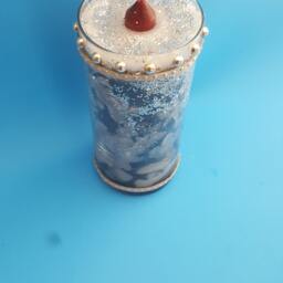 Beautiful Black White & Red Accented Candle - thumbnail 2