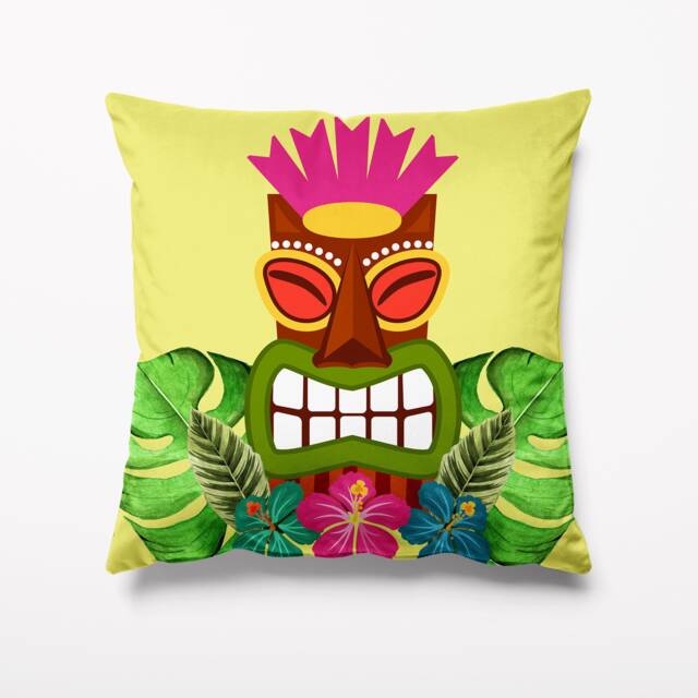 Tiki Tropical Yellow Garden Cushion - Waterproof Outdoor Water Resistant Cushions Pillows 18 - image 1
