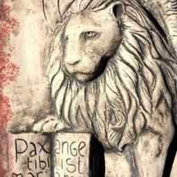 st. Mark's Winged Lion With The Book. Bas-Relief in Terracotta - thumbnail 2
