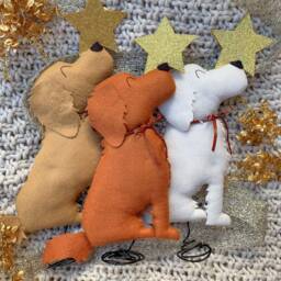 Golden Retriever Dog Christmas Tree Topper // Holiday Pet Decor Felt Lover Gift New Puppy Xmas Present Memorial Portrait - thumbnail 2