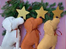 Golden Retriever Dog Christmas Tree Topper // Holiday Pet Decor Felt Lover Gift New Puppy Xmas Present Memorial Portrait - thumbnail 1