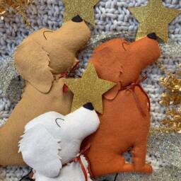 Golden Retriever Dog Christmas Tree Topper // Holiday Pet Decor Felt Lover Gift New Puppy Xmas Present Memorial Portrait - thumbnail 3