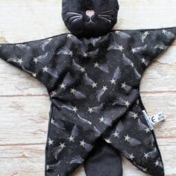 Black Or White Cat Lovey, Baby Shower Gift, Cuddling Cat Toy, Baby Blanket - thumbnail 4