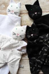 Black Or White Cat Lovey, Baby Shower Gift, Cuddling Cat Toy, Baby Blanket