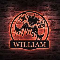 Custom Gamer Led Metal Sign, Personalized Game Controller Wall Art, Video Decor - thumbnail 1