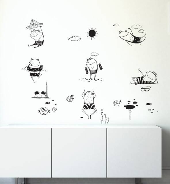 Frogs Collection Pack Wall Sticker Decal - Kids Stickers, Animals Childrens Decals, Art, Room, Girl, Boy