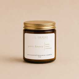 Pure Honey - Unscented 100% Beeswax Candle, 8 Oz in Glass Jar - thumbnail 2