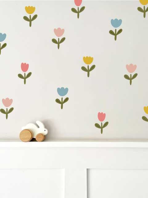 17 Premium Fabric Tulips ~ Blue - Eco-Friendly, Removable, Reusable Wall Stickers For Kids' Bedrooms, Playrooms & Nurseries - image 1