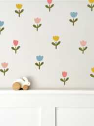 17 Premium Fabric Tulips ~ Blue - Eco-Friendly, Removable, Reusable Wall Stickers For Kids' Bedrooms, Playrooms & Nurseries - thumbnail 1