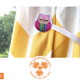 Owl Magnetic Curtain Tiebacks, Nursery Decor, Set Of 2 - thumbnail 3