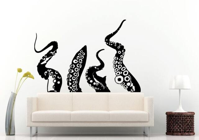 Octopus Climbing Tentacles Sea Ocean Water Fish Animal Creature Wall Decal Vinyl Sticker Mural Room Decor L1309 - image 1