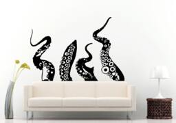 Octopus Climbing Tentacles Sea Ocean Water Fish Animal Creature Wall Decal Vinyl Sticker Mural Room Decor L1309 - thumbnail 1
