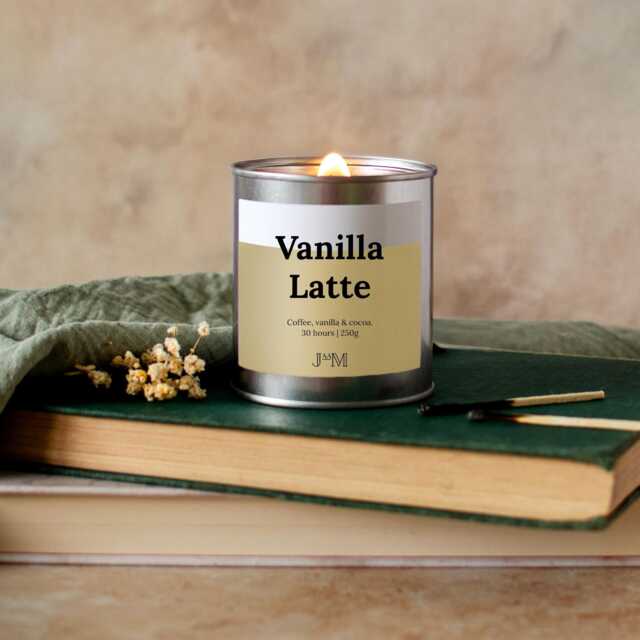 Vanilla Latte Wood Wick Candle, Coffee Scented Autumnal Scent - image 1