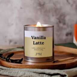 Vanilla Latte Wood Wick Candle, Coffee Scented Autumnal Scent - thumbnail 2