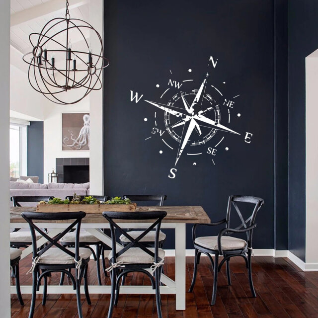 Compass Wall Decal Nautical Decor Bedroom Art Sticker Bathroom - X327 - image 1