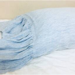 Blue & White Ticking Striped Duvet Cover With Mermaid Long Ruffles, Made To Fit - thumbnail 2