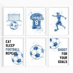 Personalised Football Print Kids Name & Number, Sports Bedroom Decor, Kid Footballer Room Posters - thumbnail 3