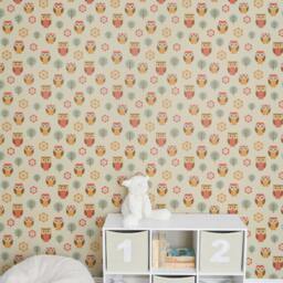 Self Adhesive Vinyl Wallpaper For Kids Room, Nursery Peel & Stick Owl Flower Wall Decal - Olb_018 - thumbnail 2