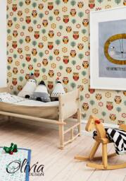 Self Adhesive Vinyl Wallpaper For Kids Room, Nursery Peel & Stick Owl Flower Wall Decal - Olb_018 - thumbnail 1
