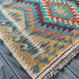 Kilim Rug Multicolour, Handmade Artisan Afghan Turkish Scandinavian Navajo Bohemian Flatweave Natural Wool 121x88 cm - thumbnail 3